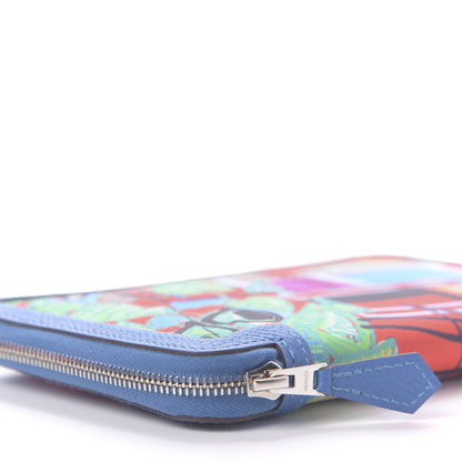 Hermes Epsom Printed Silk Tropical Soie-Cool Wallet Rouge Vif Mykonos 7 of 12