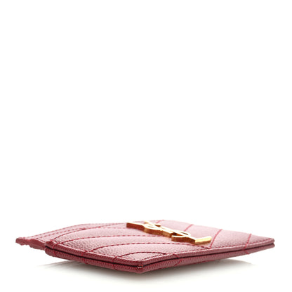 Saint Laurent Grain De Poudre Matelasse Chevron Monogram Credit Card Case Opyum Red 4 of 6