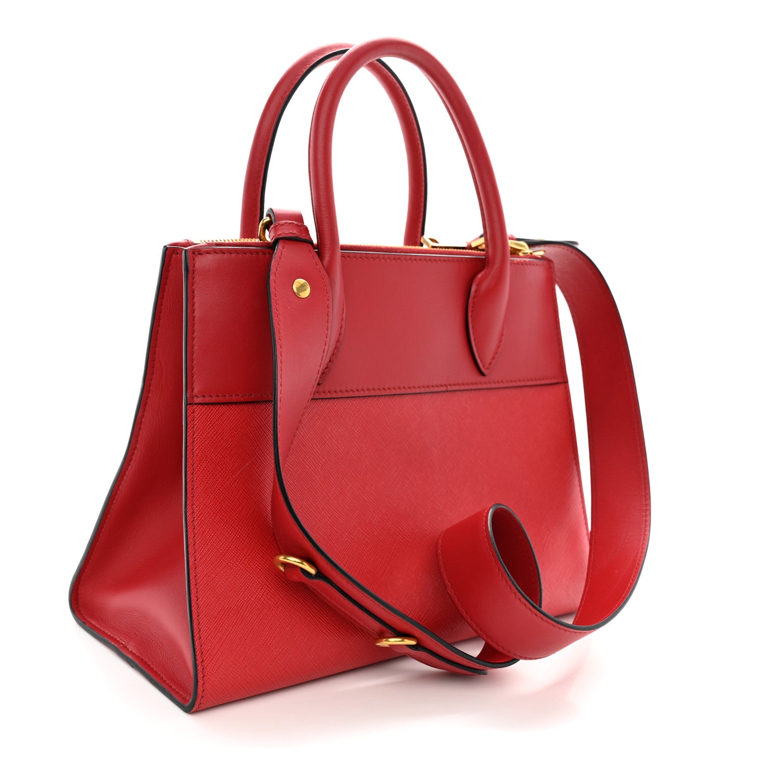 Prada Saffiano City Calfskin Small Paradigme Bag Red 3 of 13