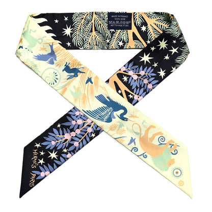 Hermes Silk Sous Le Charme D Orphee Twilly Bleu Black Jaune Soufre 1 of 4