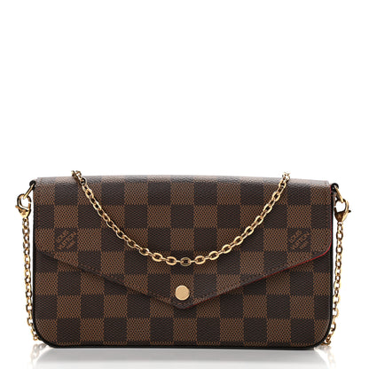 Louis Vuitton Damier Ebene Pochette Felicie Chain Wallet 3 of 12