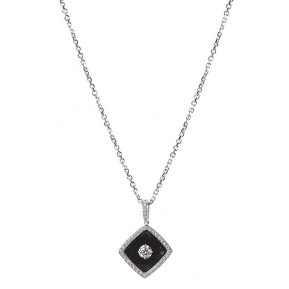 Chanel 18K White Gold Diamond Ceramic Pendant Necklace Black 1 of 5