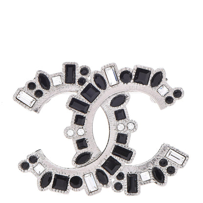 Chanel Baguette Crystal CC Brooch Black Silver 1 of 5