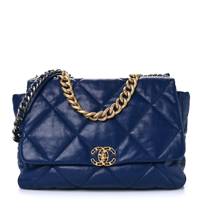 Chanel Goatskin Quilted Maxi Chanel 19 Flap Blue 1 of 10