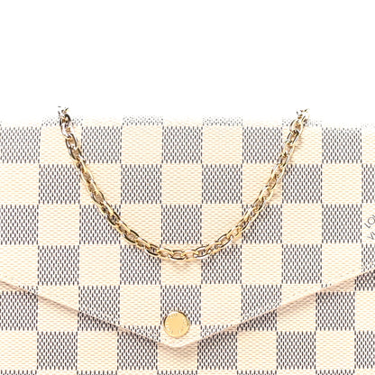 Louis Vuitton Damier Azur Pochette Felicie Chain Wallet Rose Ballerine 8 of 10