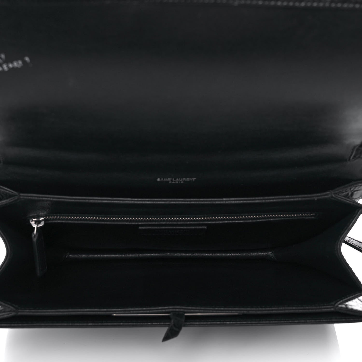 Saint Laurent Calfskin Crocodile Embossed Medium Babylone Black 4 of 13