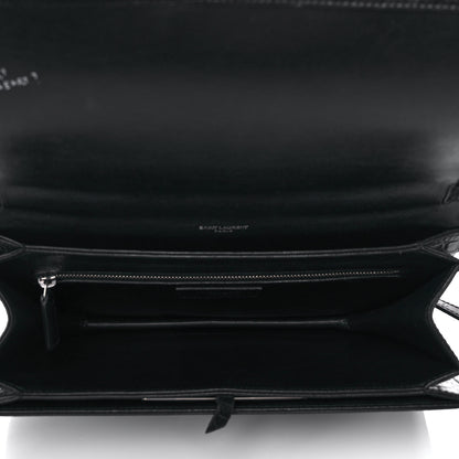 Saint Laurent Calfskin Crocodile Embossed Medium Babylone Black 4 of 13