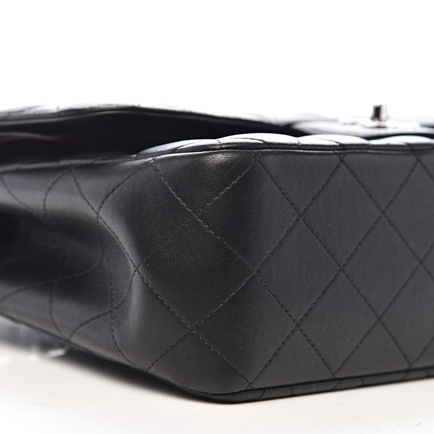 Lambskin Quilted Jumbo Double Flap Black