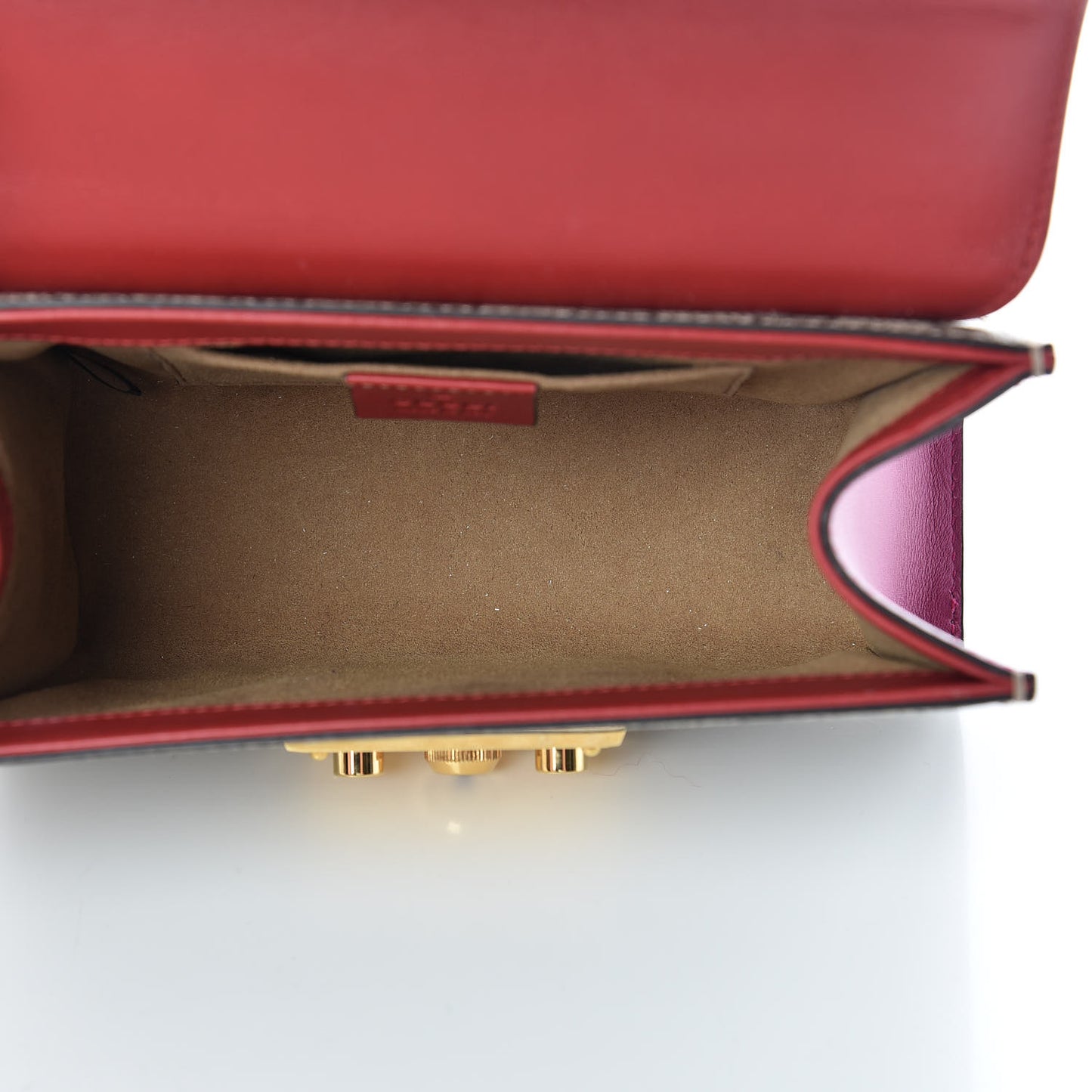 GG Supreme Monogram Calfskin Small Padlock Shoulder Bag Beige Hibiscus Red New Rosette