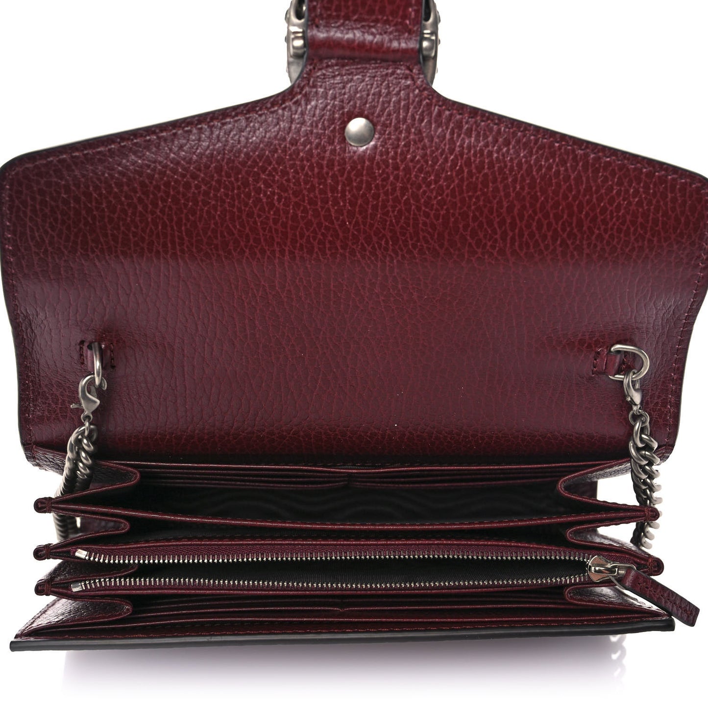 Dollar Calfskin Crystal Mini Dionysus Chain Wallet Vintage Bordeaux