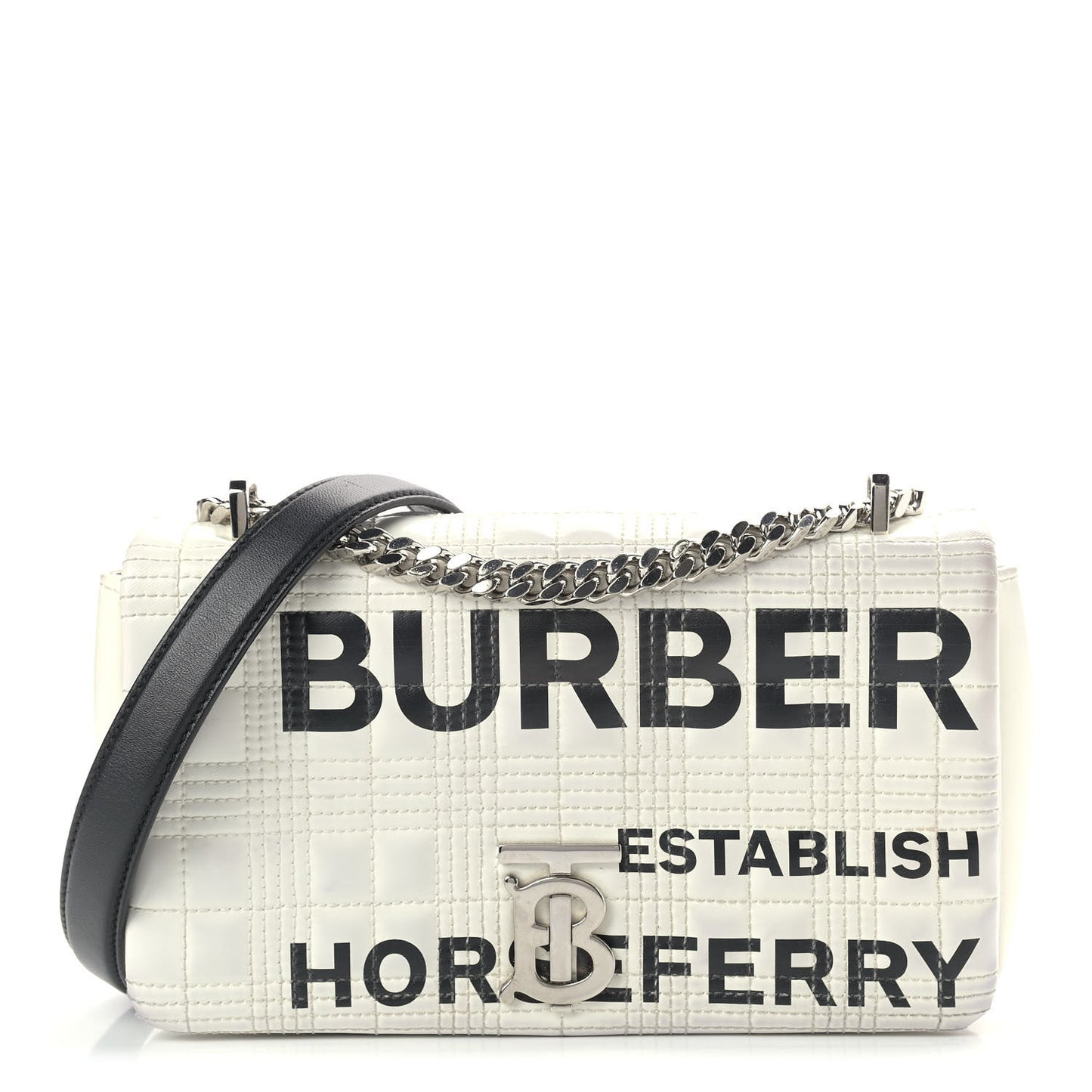 Patent Quilted Horseferry Print Small Lola Bag White