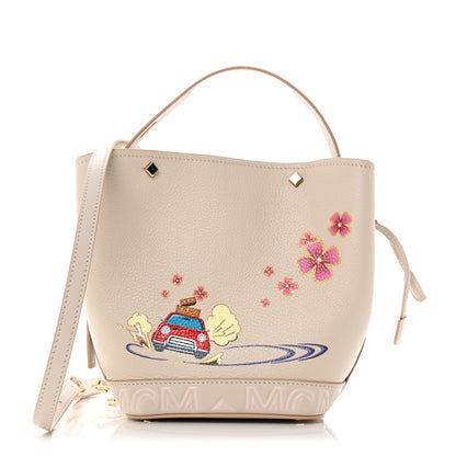 MCM Goatskin Milano Hand Painted Flower Upcycling Mini Bag Pink 1 of 10