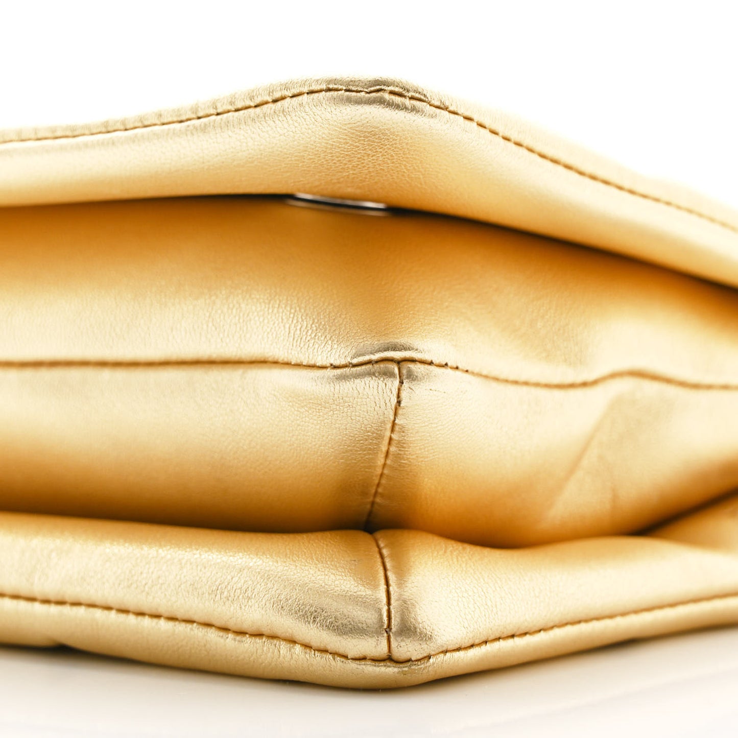Metallic Lambskin Embossed Monogram Pochette Coussin Gold