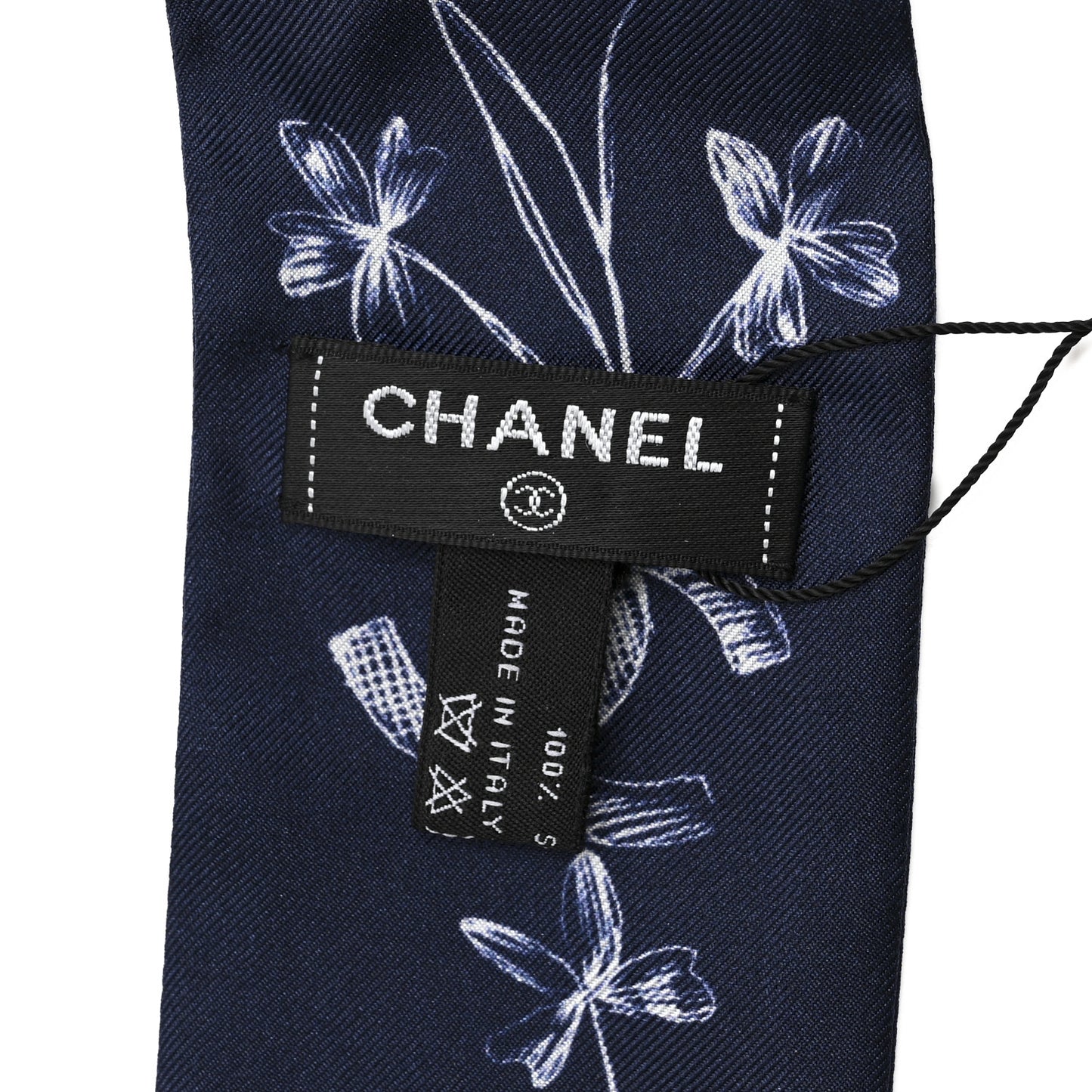 Silk CC Slim Bandeau Scarf Blue White