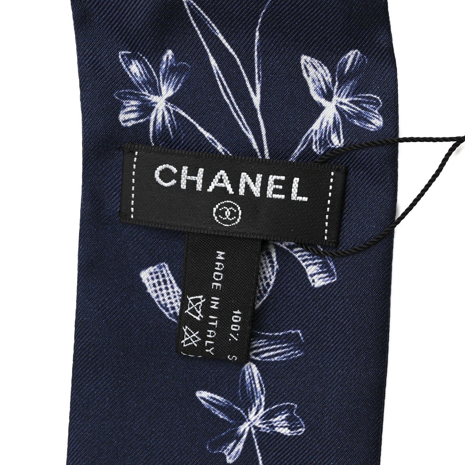Chanel Silk CC Slim Bandeau Scarf Blue White 3 of 3