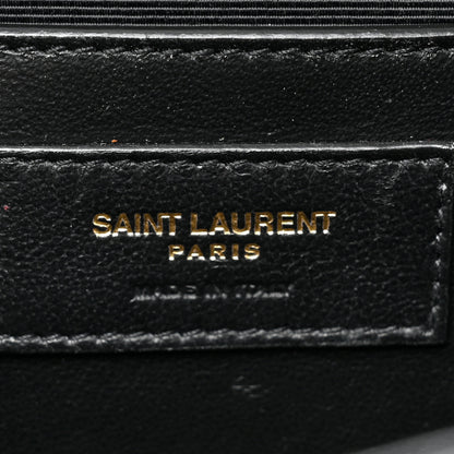Saint Laurent Grain De Poudre Textured Mixed Matelasse Triquilt Medium Monogram Satchel Black 6 of 9