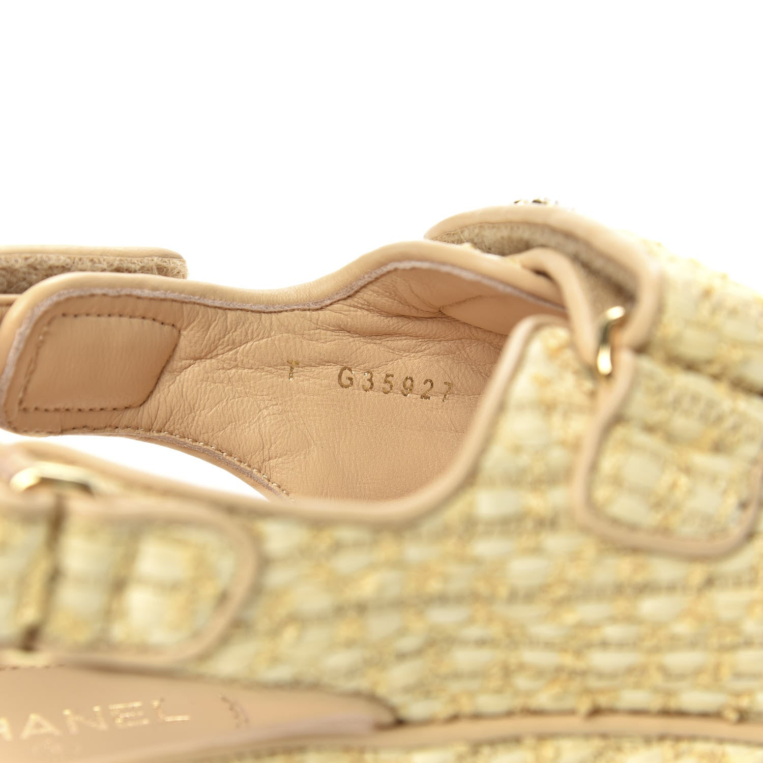 Chanel Braided Fabric Velcro Dad Sandals 41 Beige 8 of 9