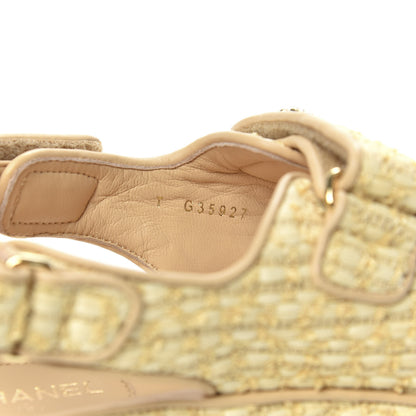 Chanel Braided Fabric Velcro Dad Sandals 41 Beige 8 of 9