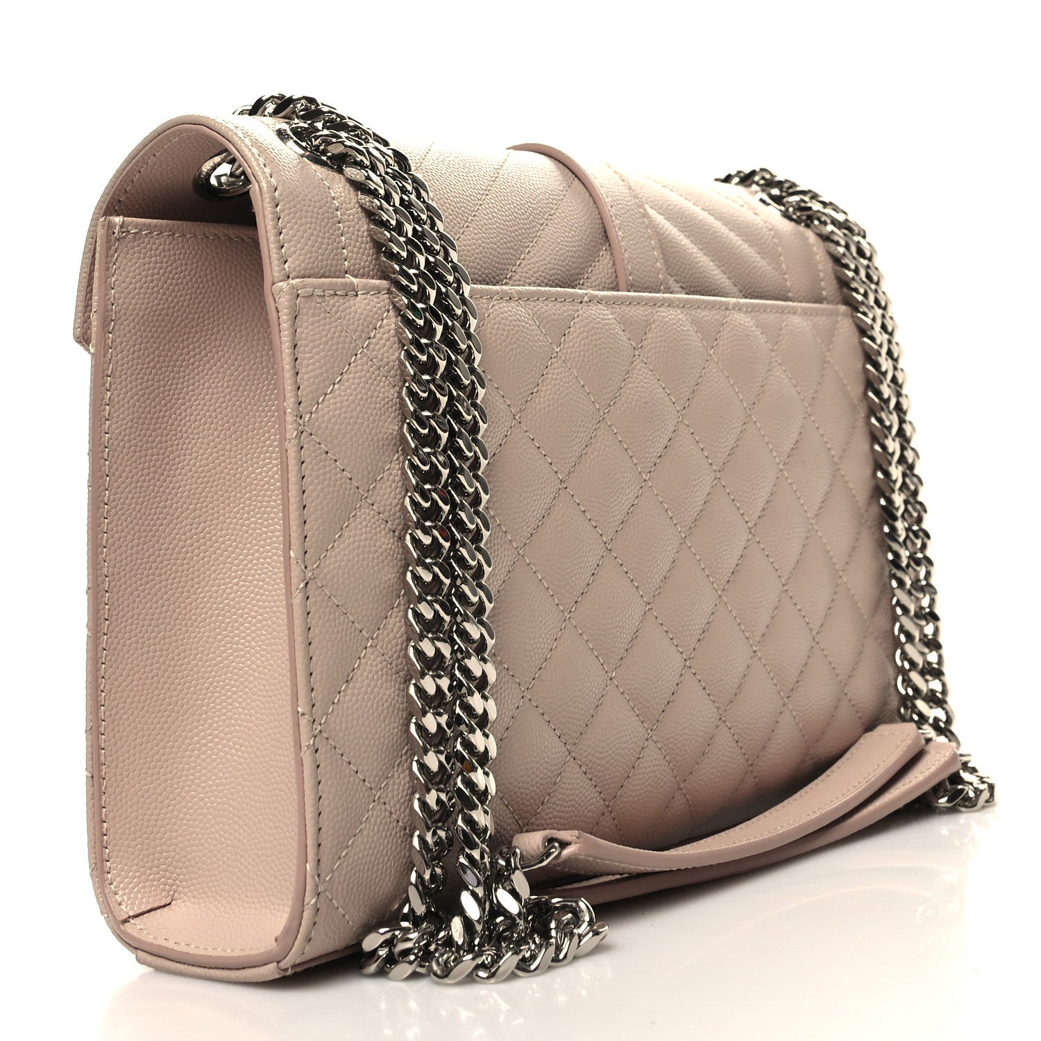Saint Laurent Grain De Poudre Textured Mixed Matelasse Medium Triquilt Monogram Satchel Marble Pink 3 of 9