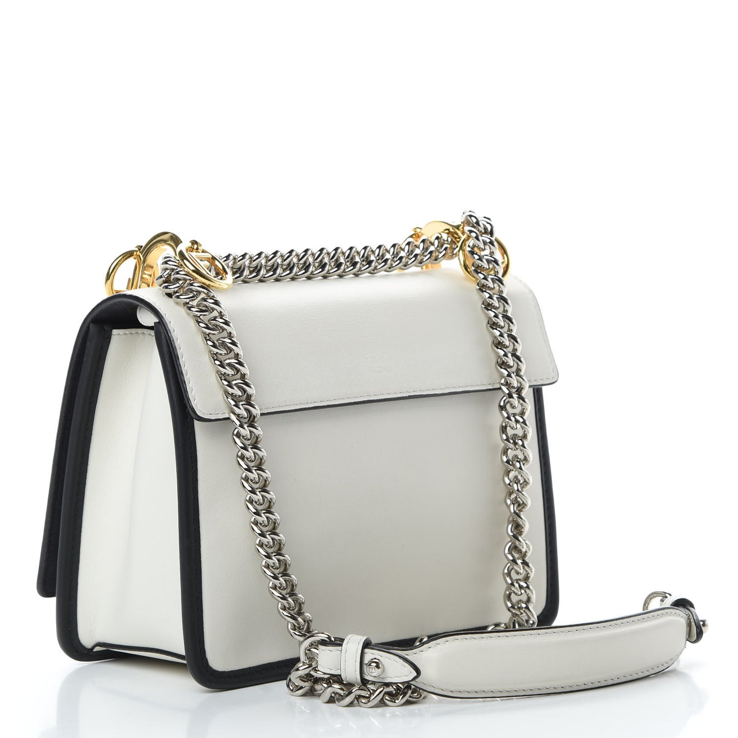 Vitello Century Velvet F is Fendi FF Embroidered Small Kan I Shoulder Bag White Black