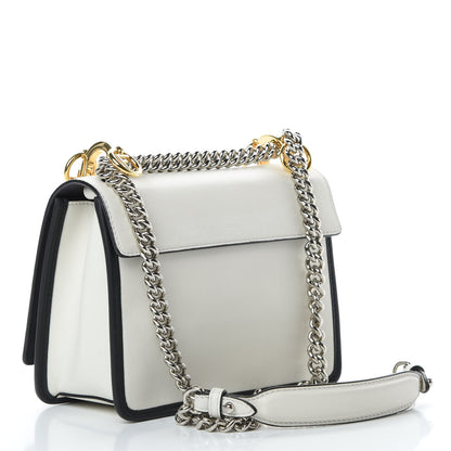 Fendi Vitello Century Velvet F is Fendi FF Embroidered Small Kan I Shoulder Bag White Black 4 of 12