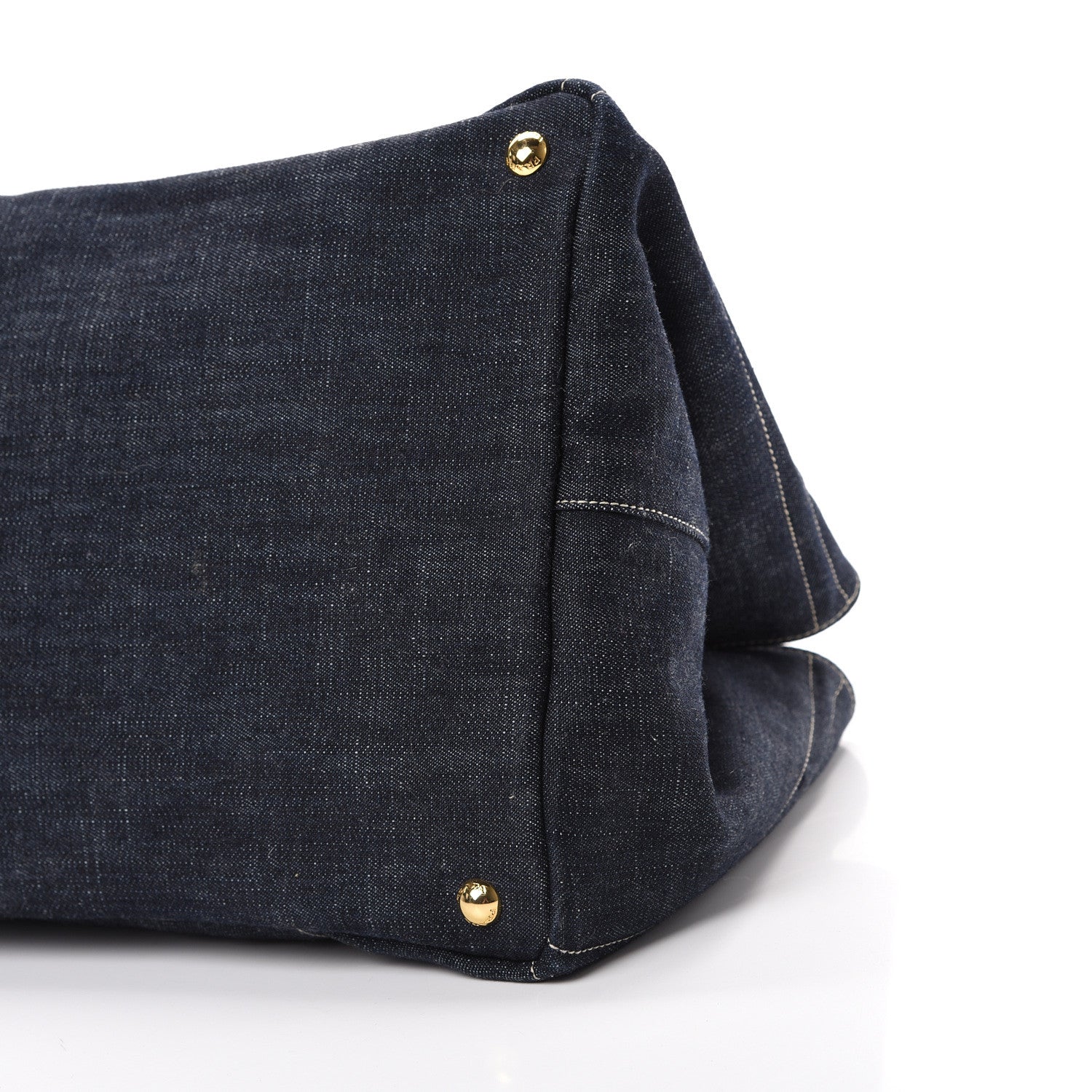 Prada Denim Logo Tote Blue Rosso 9 of 9