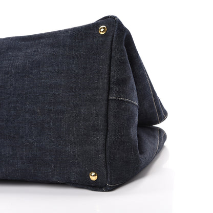 Prada Denim Logo Tote Blue Rosso 9 of 9