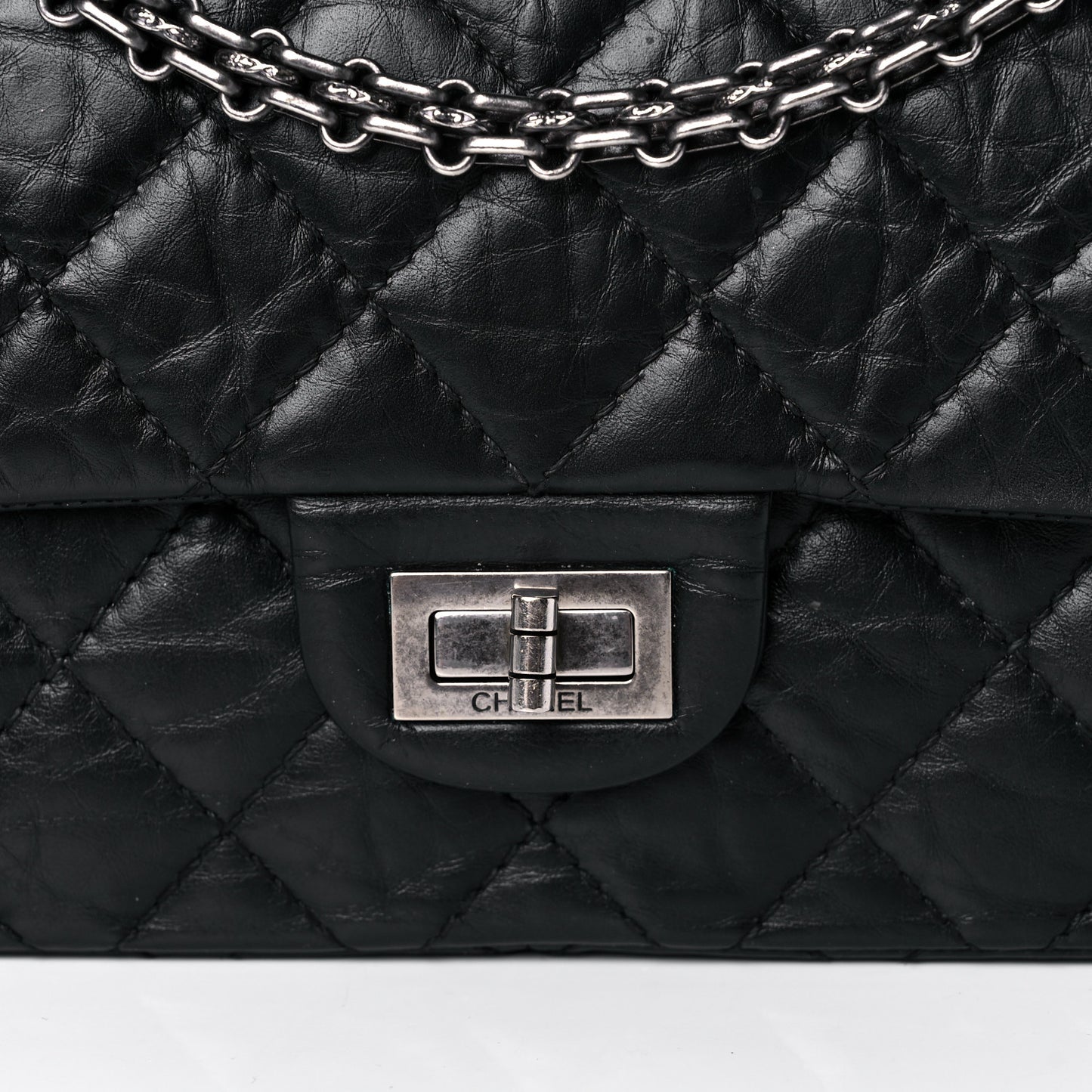 Aged Calfskin Quilted 2.55 Reissue 226 Flap Black