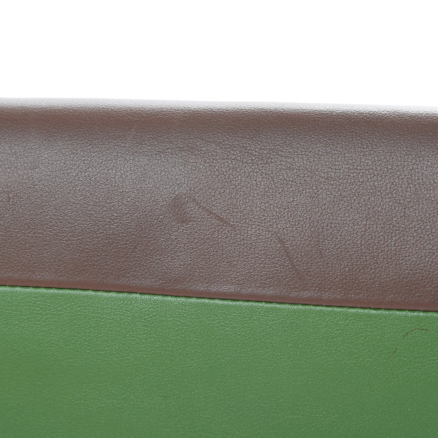 Calfskin Rivet Colorblock Double Handle Shoulder Bag Brown Green