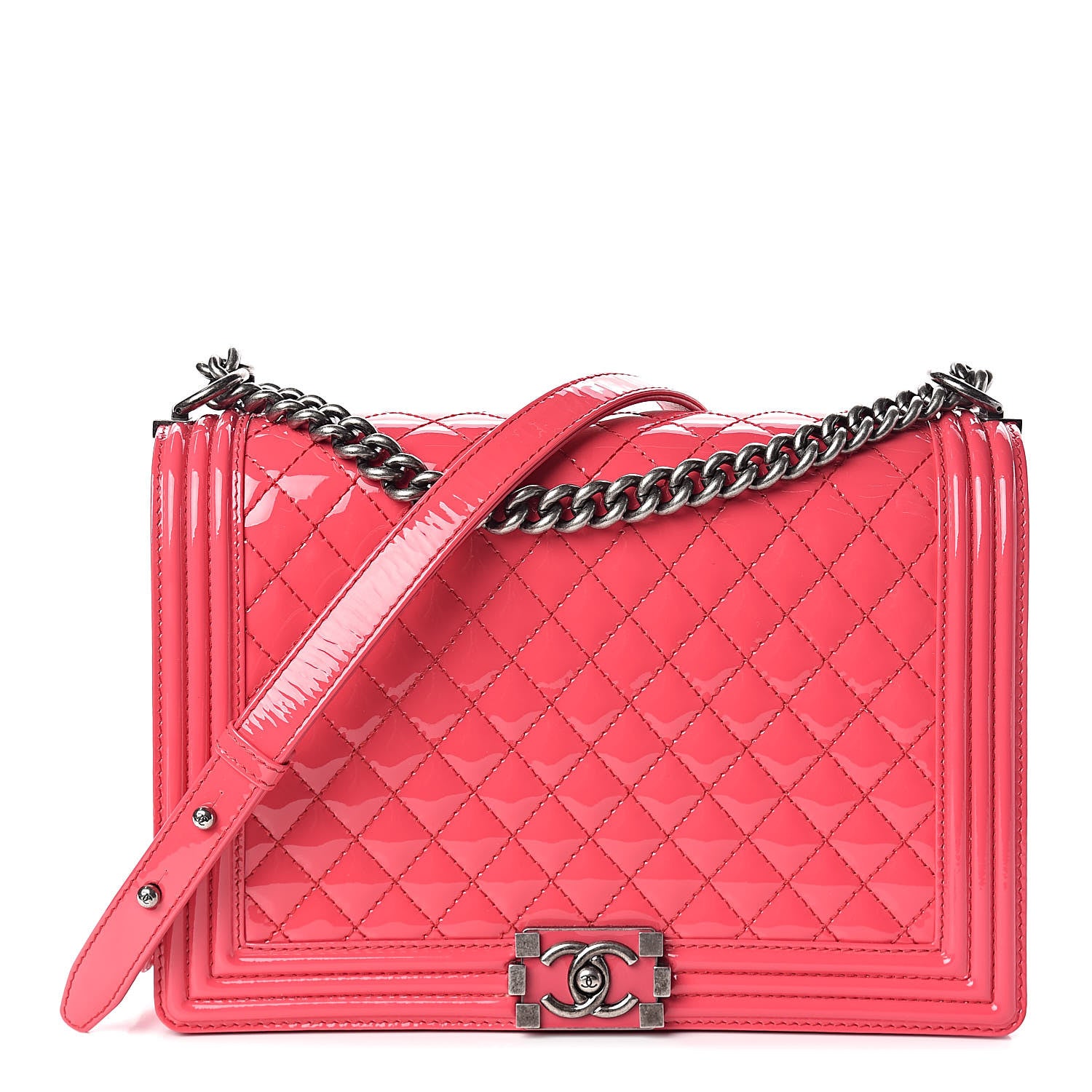 Chanel Patent Quilted Large Boy Flap Pink 1 of 10
