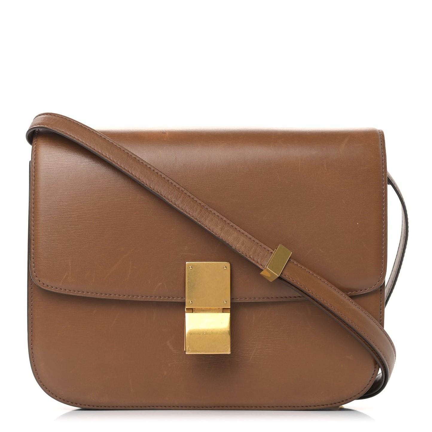 Box Calfskin Medium Classic Box Flap Bag Camel