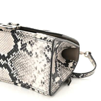 Balenciaga Calfskin Snake Effect Small Hourglass Top Handle Bag Black White 5 of 8