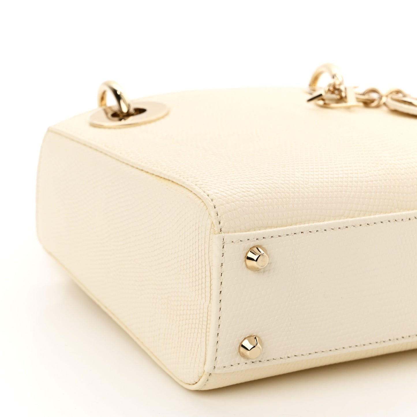 Lizard Mini Lady Dior White