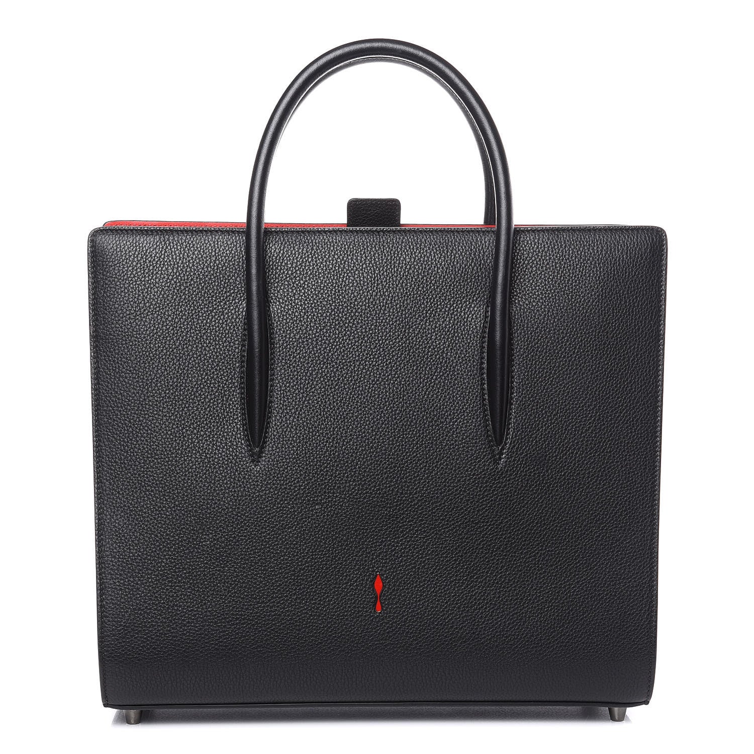 Christian Louboutin Calfskin Patent Studded Large Paloma Black 1 of 14