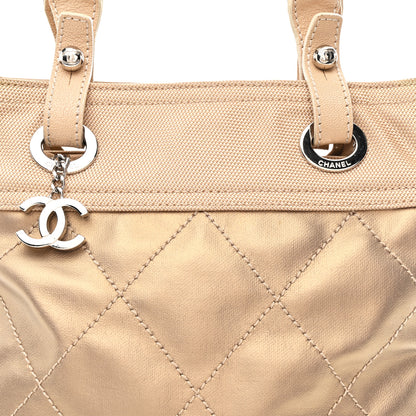 Chanel Metallic Coated Canvas Quilted Small Paris Biarritz Tote Gold 8 of 11