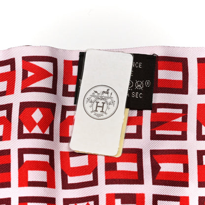 Hermes Silk Lettres Et Pois Maxi Twilly Cut Bordeaux Rouge Rose 3 of 3
