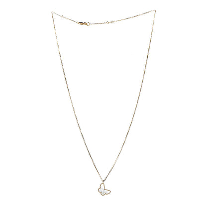 Van Cleef & Arpels 18K Yellow Gold Mother of Pearl Sweet Alhambra Butterfly Pendant Necklace 3 of 7