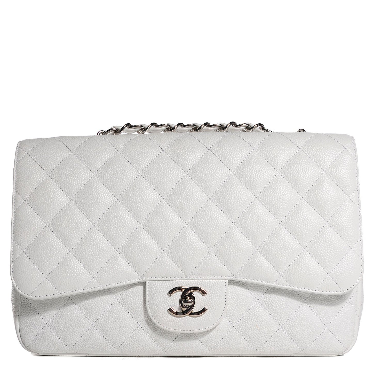 Caviar Quilted Jumbo Single Flap White