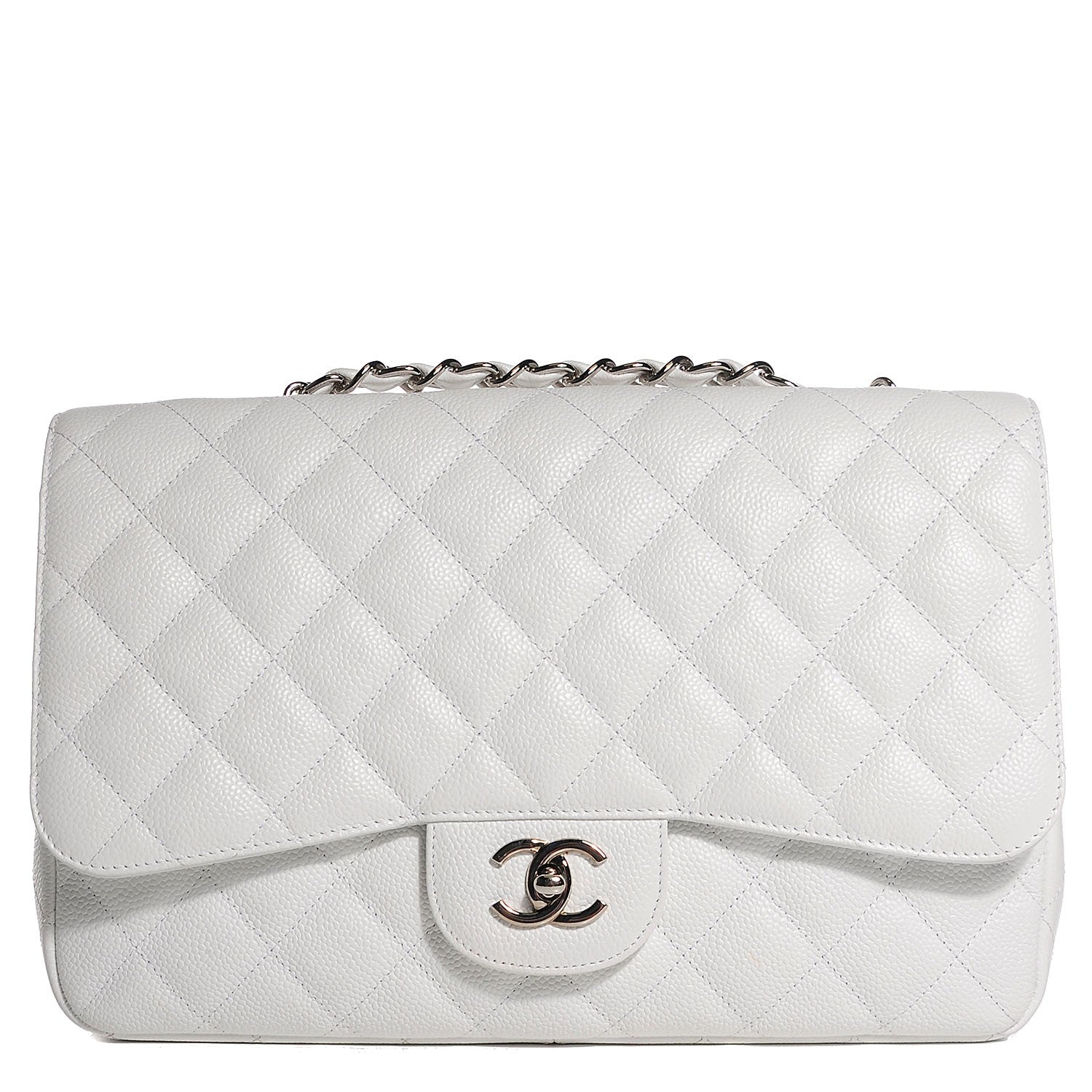 Chanel Caviar Quilted Jumbo Single Flap White 1 of 9