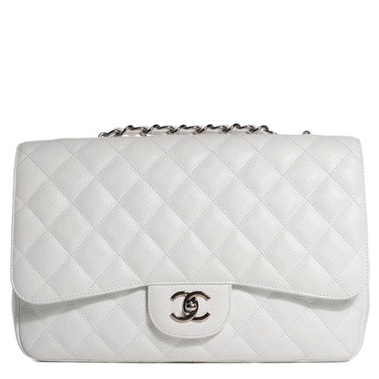 Chanel Caviar Quilted Jumbo Single Flap White 1 of 9