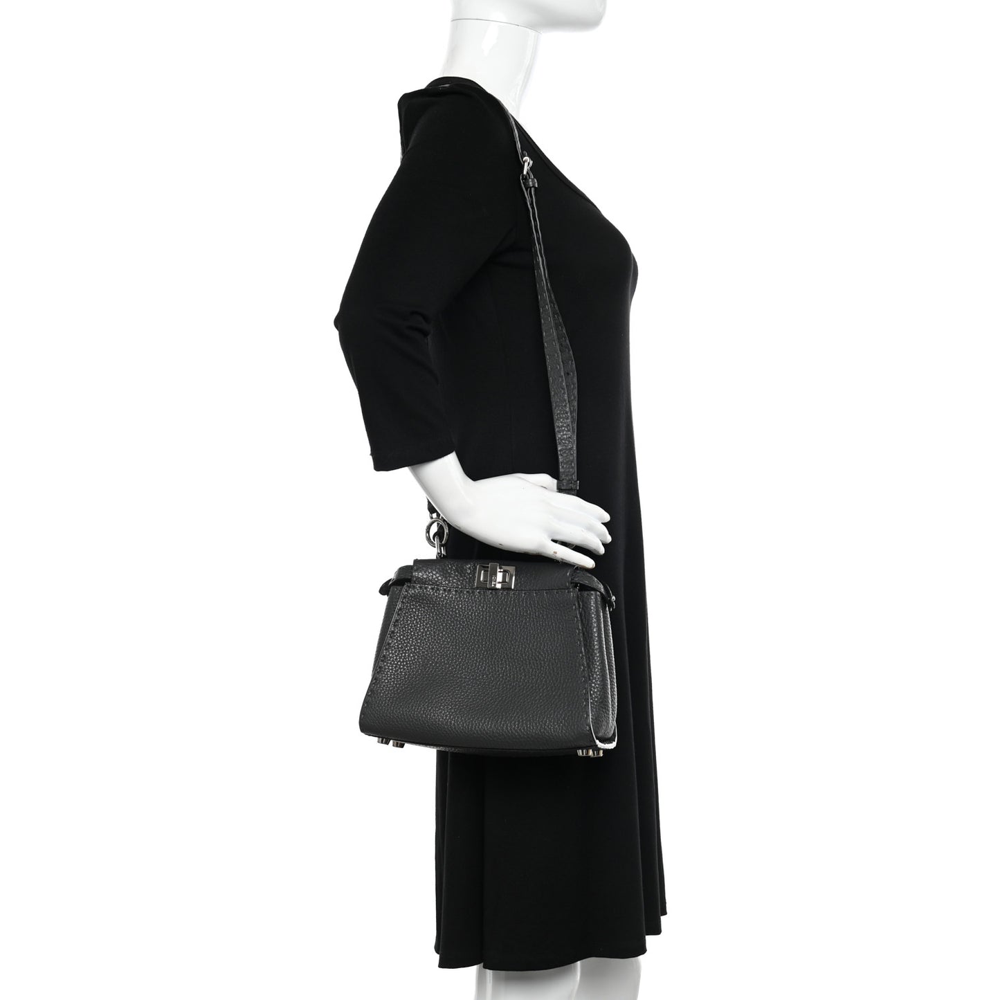 Cuoio Romano Selleria Bi-Color Mini Peekaboo Iconic Satchel Asfalto Latte