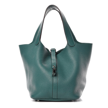 Hermes Taurillon Clemence Picotin Lock 22 MM Malachite 1 of 8