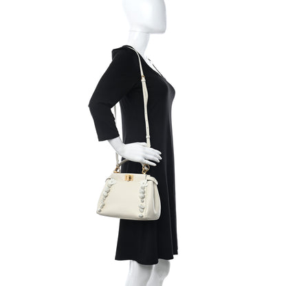 Fendi Nappa Rosebud Mini Peekaboo Iconic Satchel Bianco 2 of 9