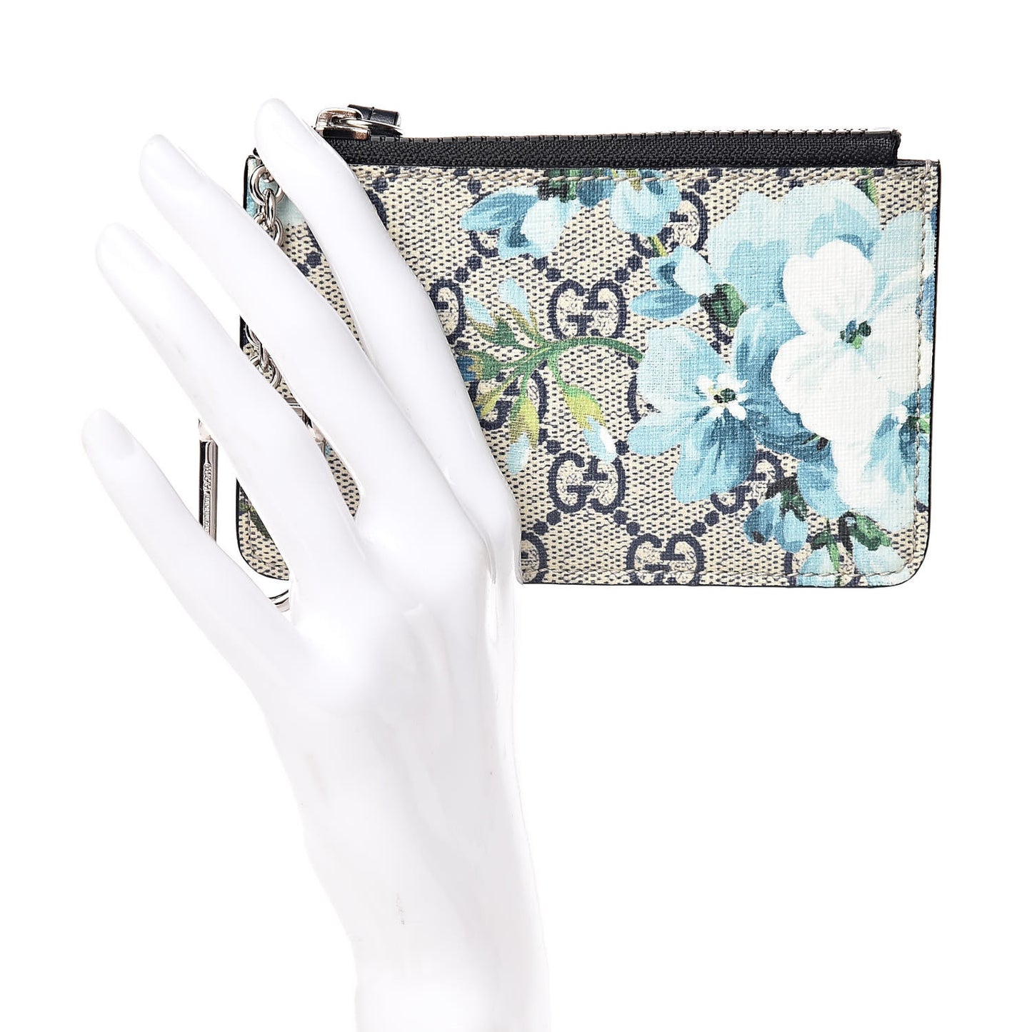 GG Supreme Monogram Blooms Key Case Beige Blue Navy