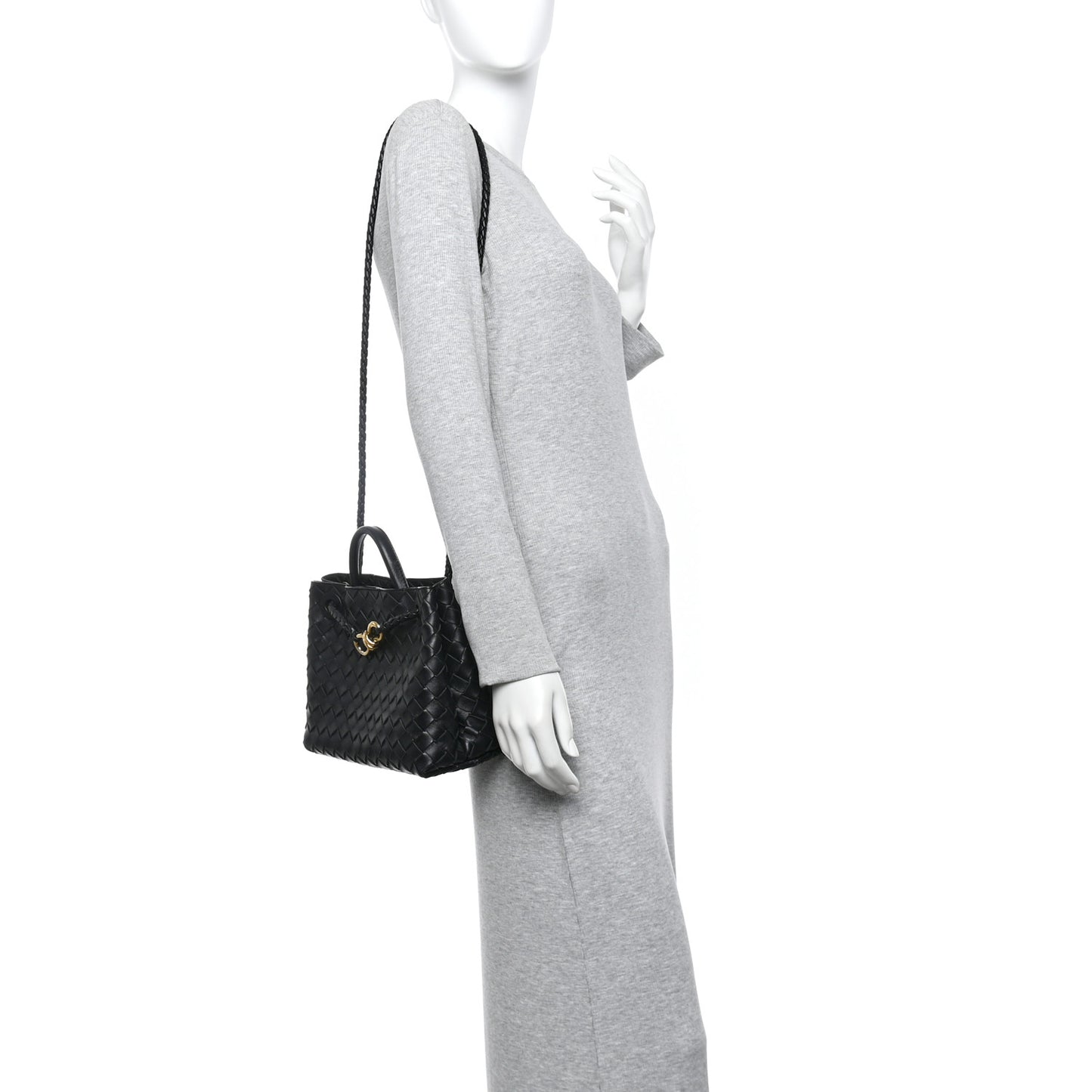 Nappa Intrecciato Small Andiamo Shoulder Bag Black