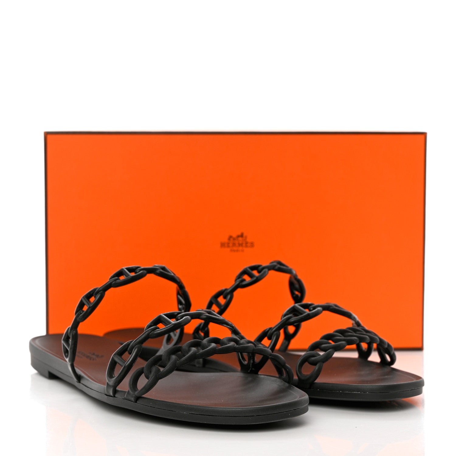 Hermes Rubber Chaine d'Ancre Rivage Sandals 41 Black 9 of 9