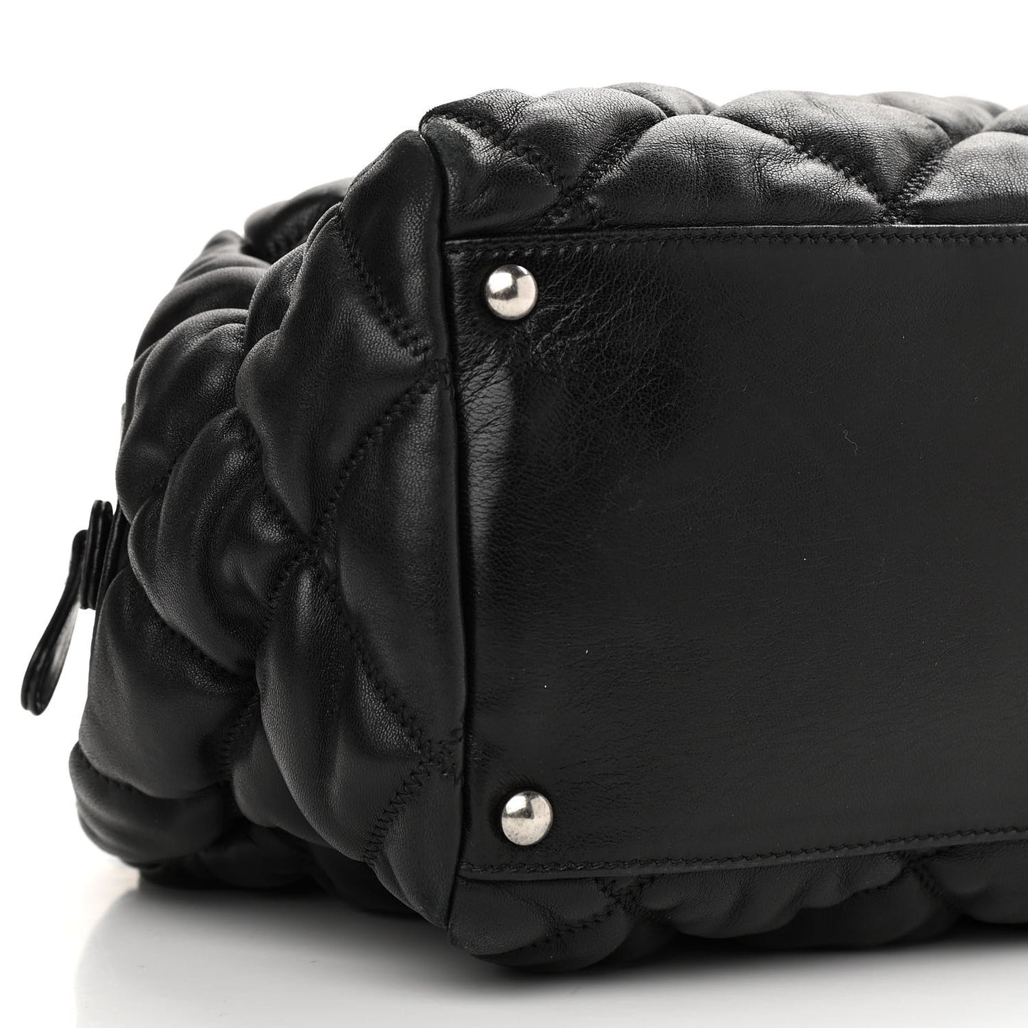 Calfskin Bubble Quilt Bowler Black