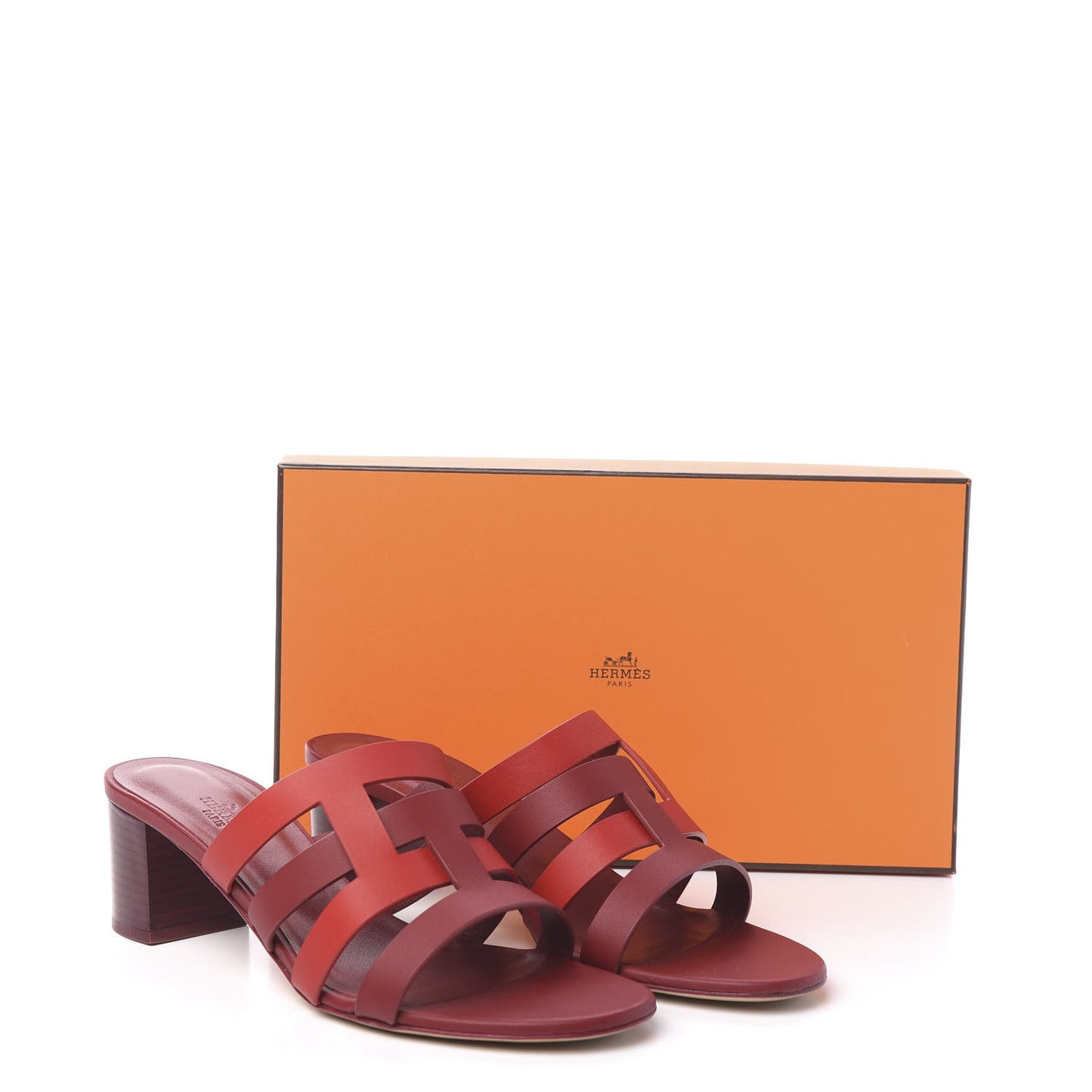 Calfskin Amica Sandals 38.5 Rouge Grenat Orange Solaire