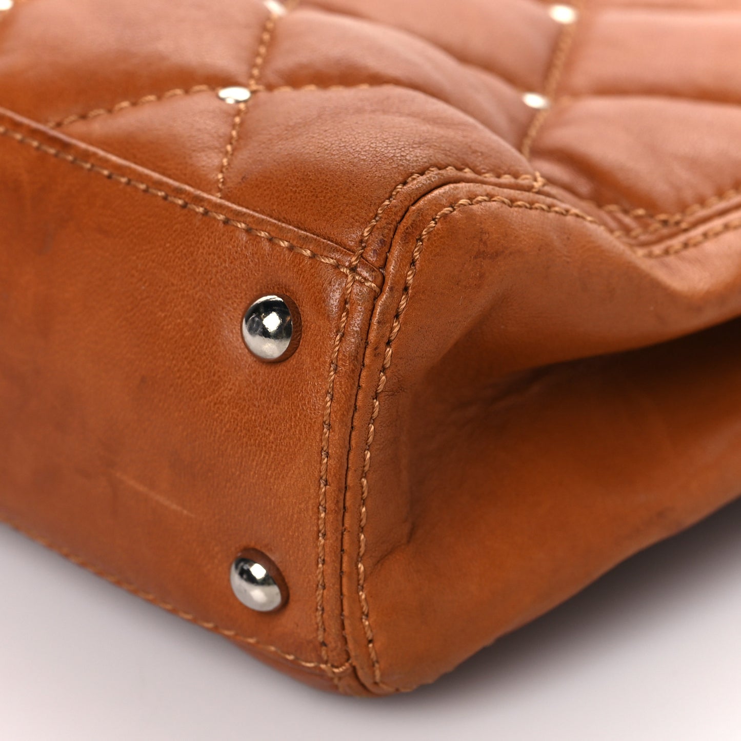 Calfskin Quilted Tote Brown