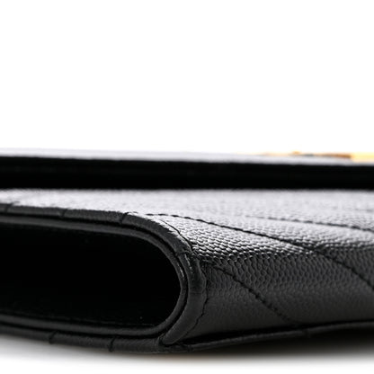 Saint Laurent Grain De Poudre Matelasse Chevron Monogram Envelope Clutch Black 9 of 12